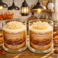 Autumn Buttered Pecan 8 oz Glass Jar Candle w/ Floral Top