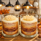 Autumn Buttered Pecan 8 oz Glass Jar Candle w/ Floral Top