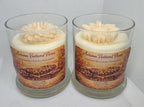 Autumn Buttered Pecan 8 oz Glass Jar Candle w/ Floral Top