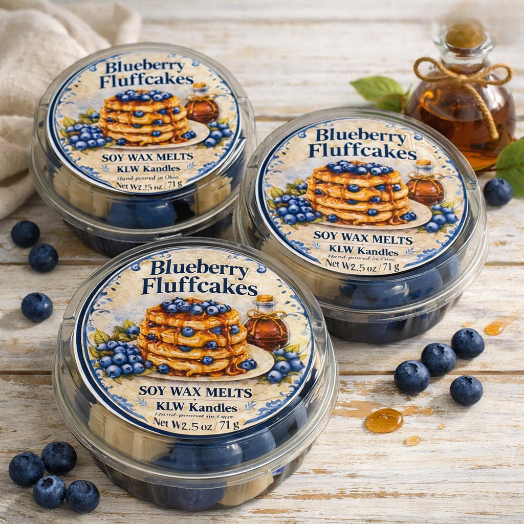Tin of Blueberry Fluffcakes Wax Melts in various shapes