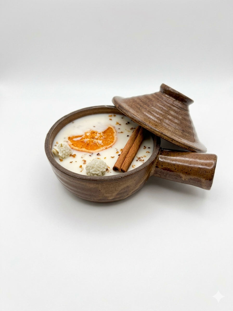 Brown Wickless Soup Crock w/ Lid
