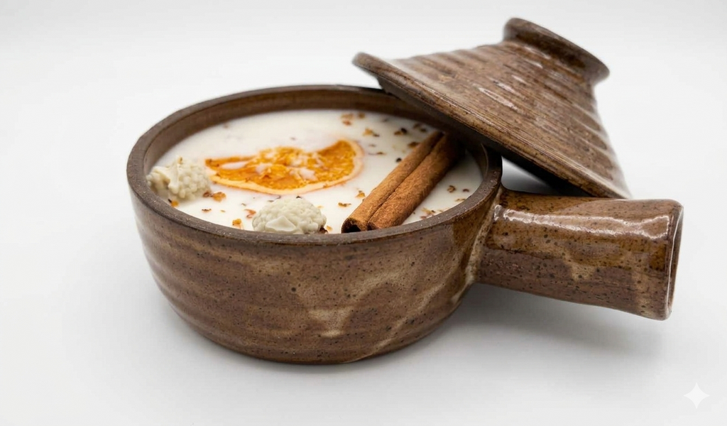Brown Wickless Soup Crock w/ Lid