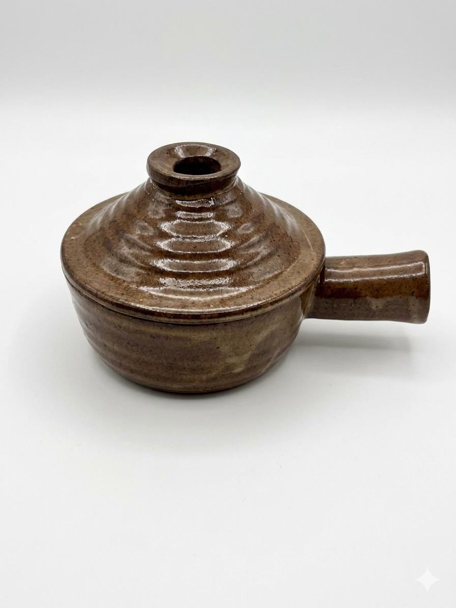 Brown Wickless Soup Crock w/ Lid