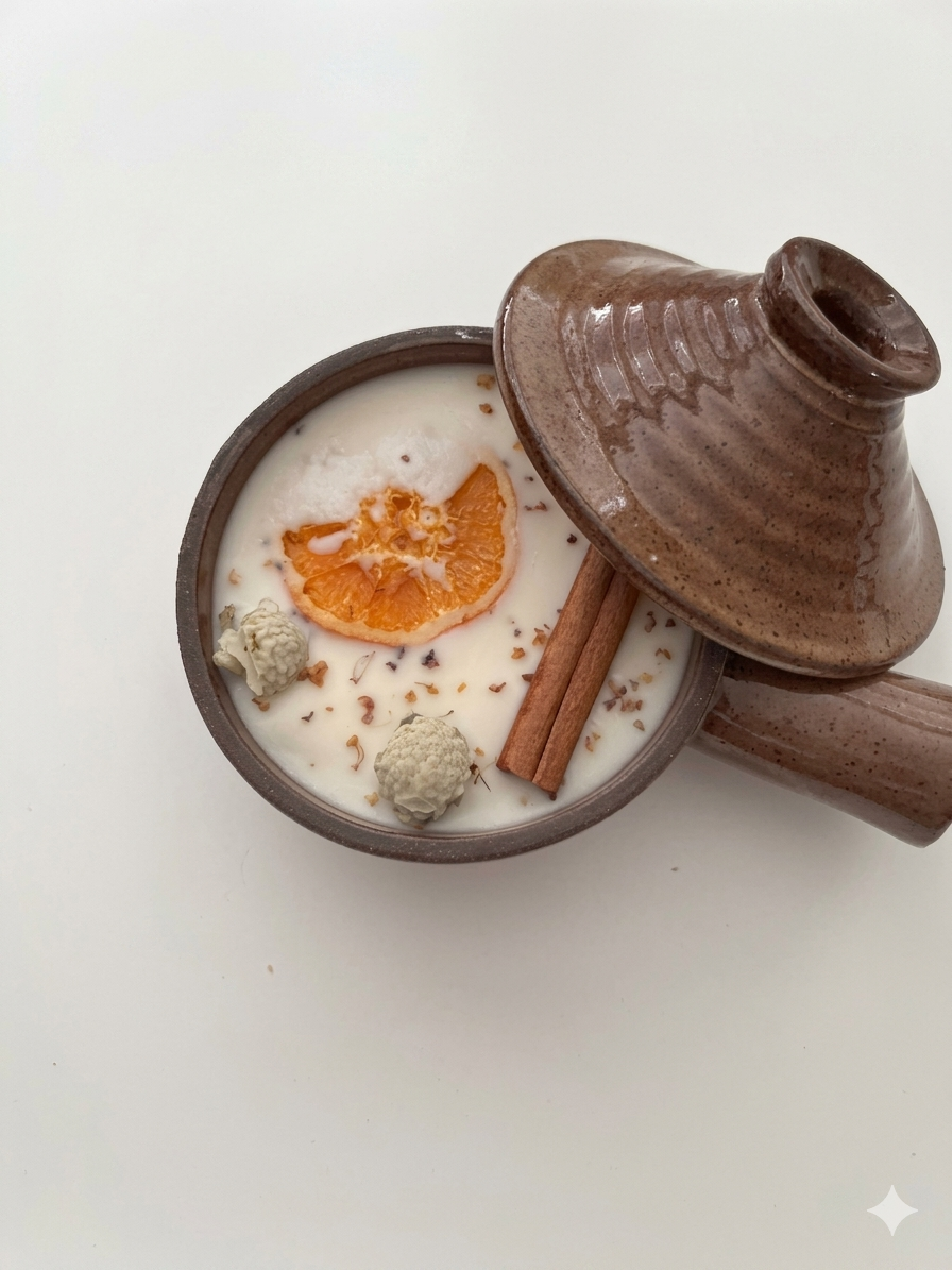 Brown Wickless Soup Crock w/ Lid