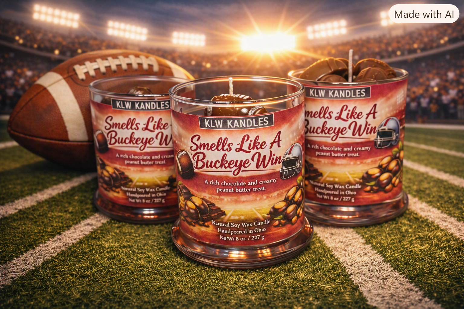 Smells Like A Buckeye Win 8 oz Glass Jar Candle