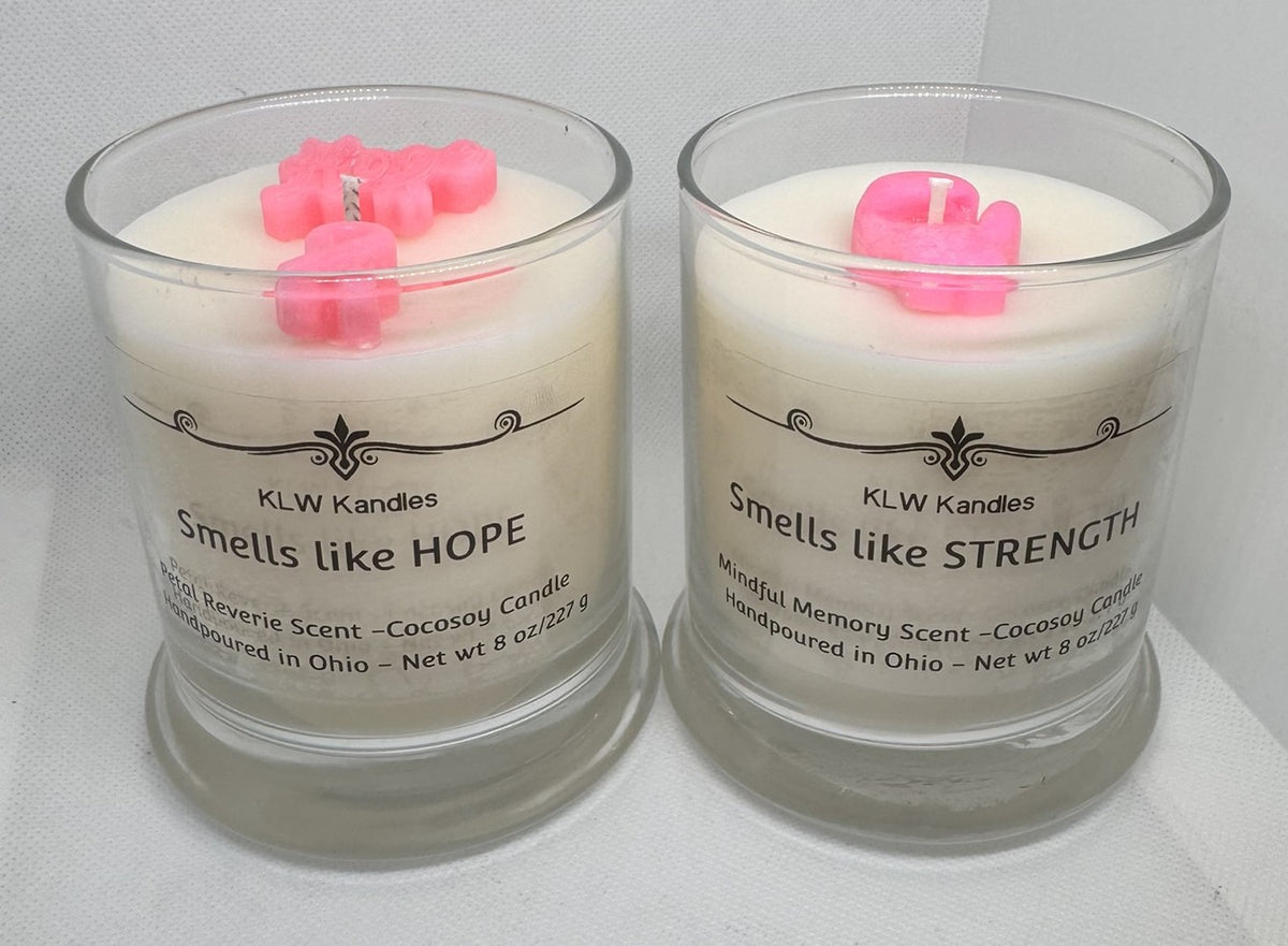 Breast Cancer Awareness Candles - 5.5 0z Tin, 8 oz and 13 oz Candles