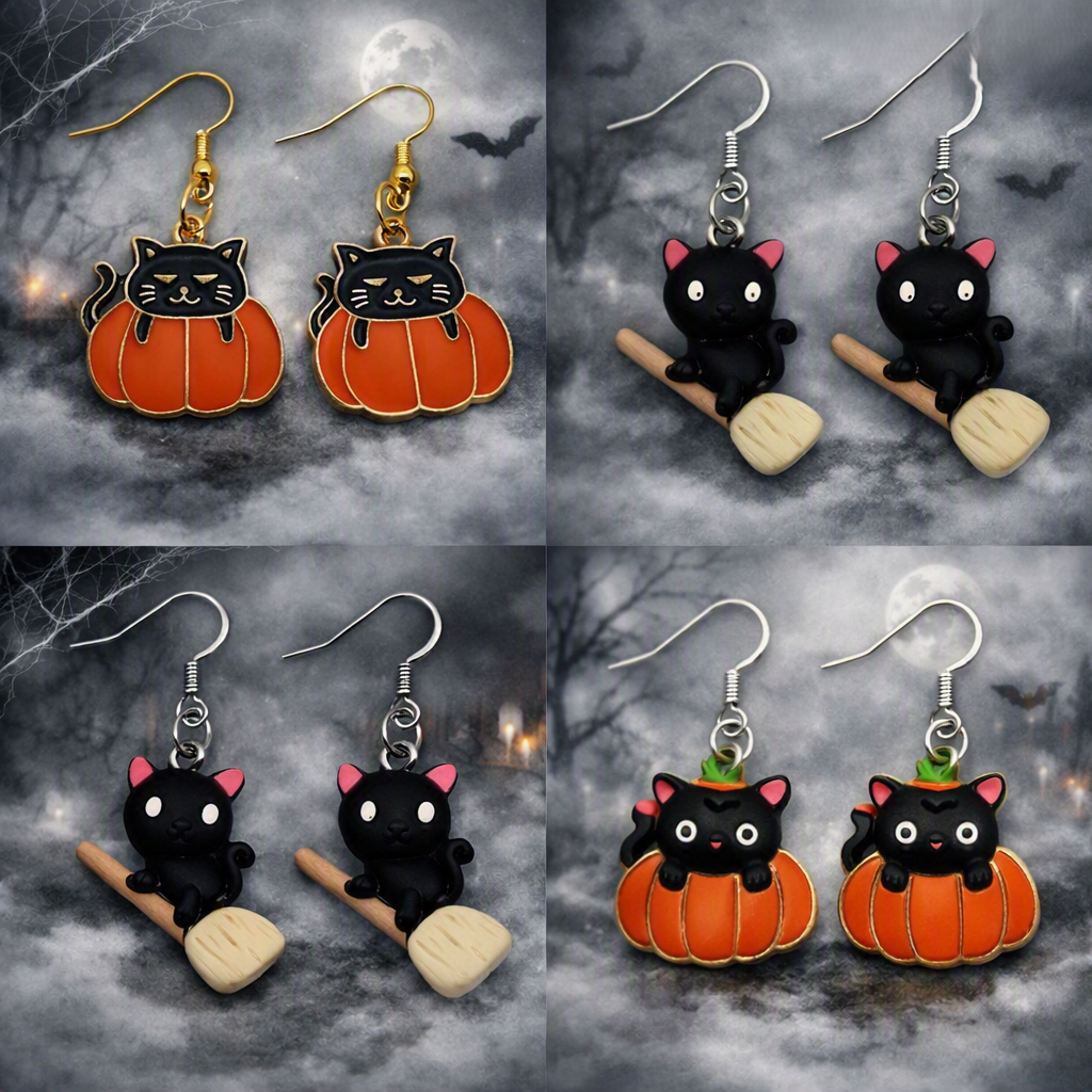 Halloween Cat Earrings - You Choose
