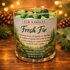 Fresh Fire w/ Christmas Trees  8 oz Glass Jar Candle
