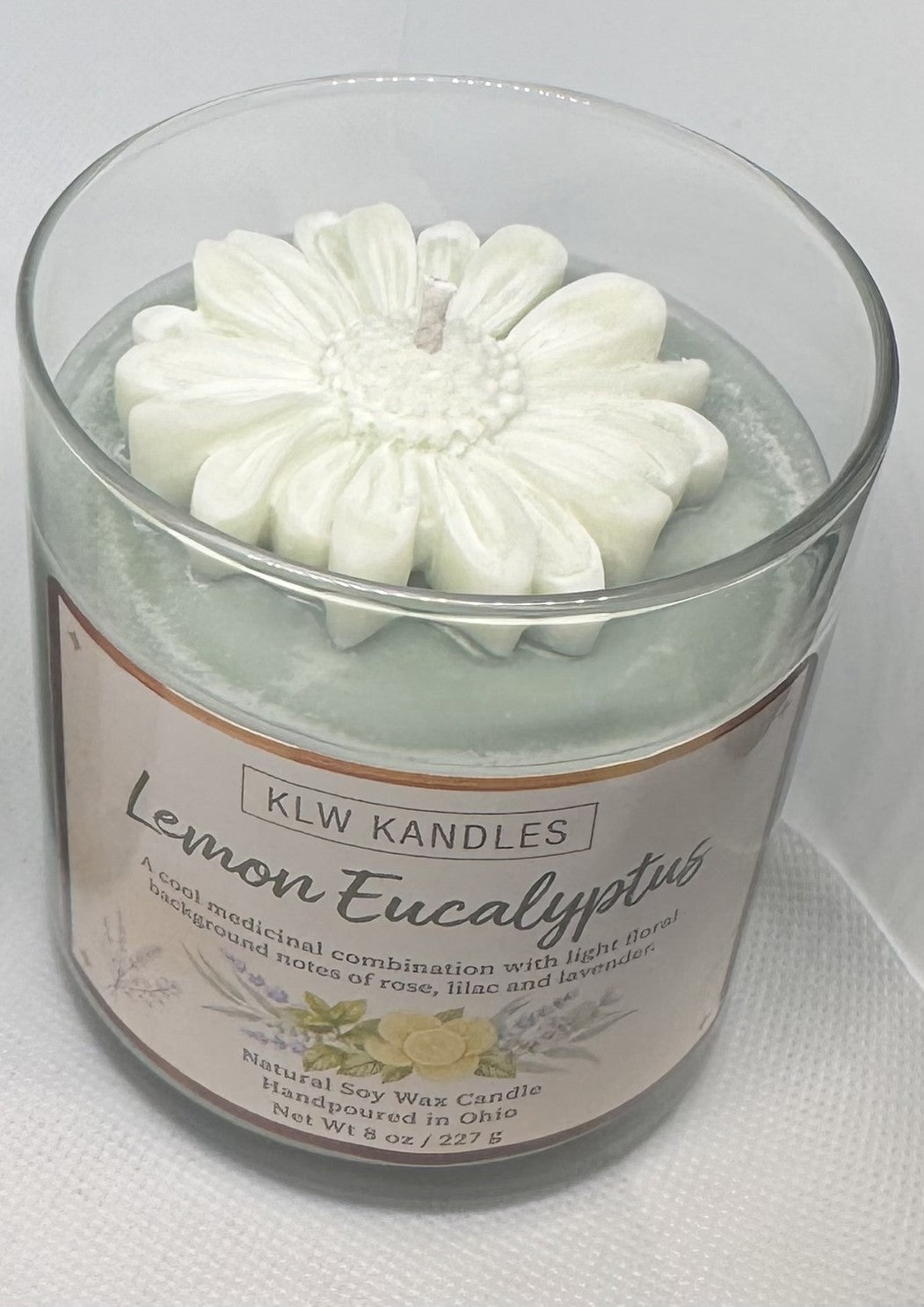 Lemon Eucalyptus 8 oz Glass Jar Candle