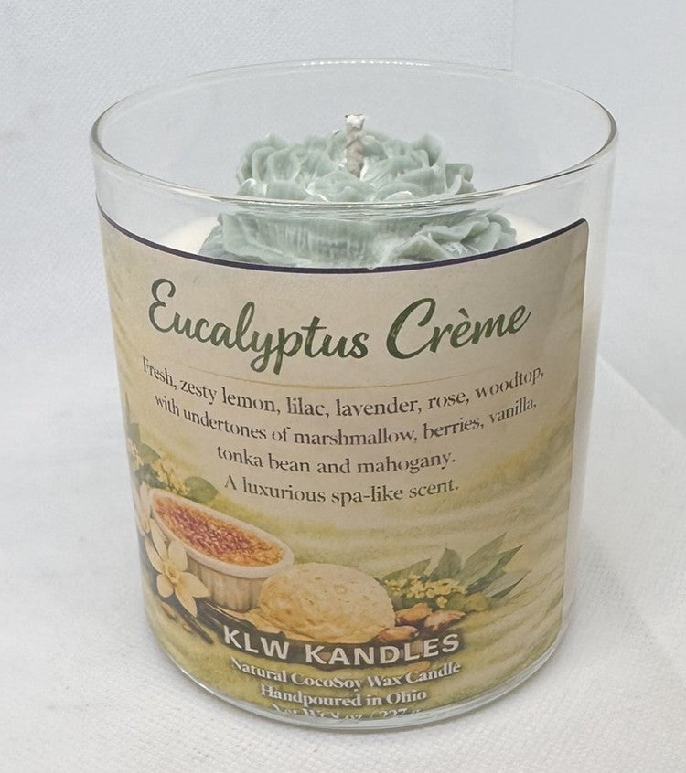 Eucalyptus Creme 8 oz Glass Jar Candle