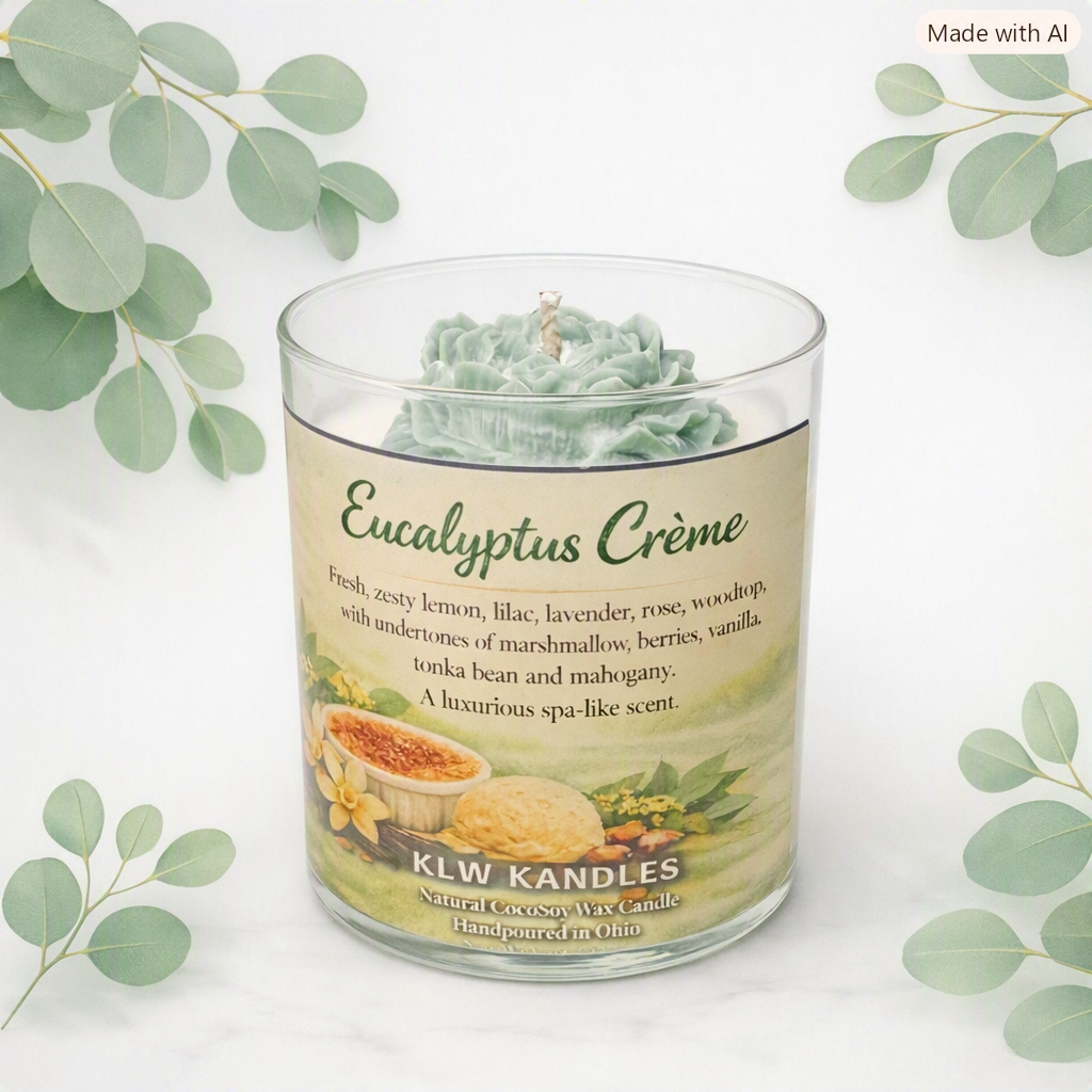 Eucalyptus Creme 8 oz Glass Jar Candle