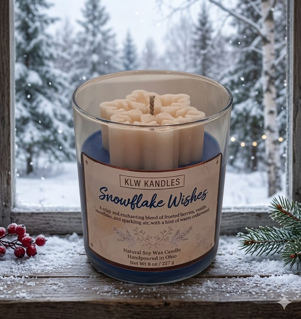Snowflake Wishes 8 oz Glass Jar Candle