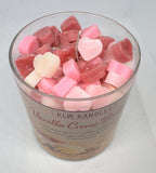 Vanilla Creme Brulé w/ Multi Hearts  8 oz Glass Jar Candle
