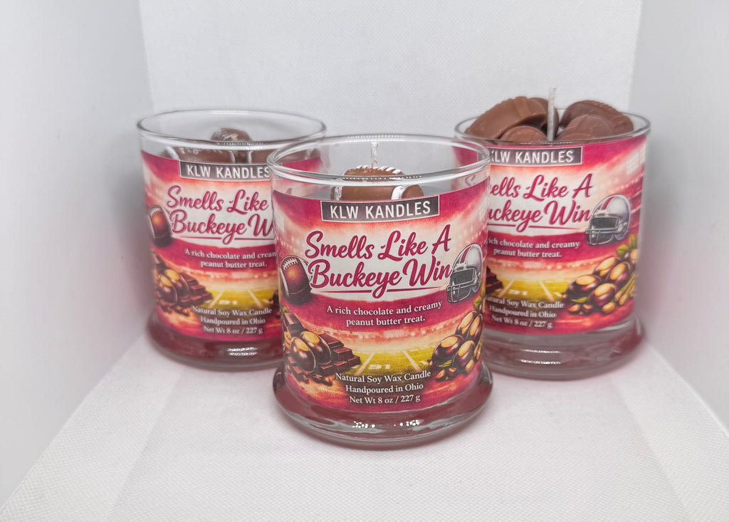 Smells Like A Buckeye Win 8 oz Glass Jar Candle