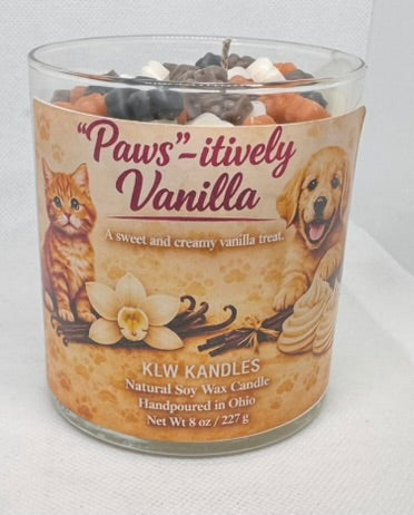 "Paws"itively Vanilla 8 oz Glass Jar Candle