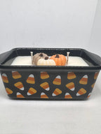 Candy Corn Design Mini Loaf Pan 10 oz Candle - Spiced Berry & Pumpkin