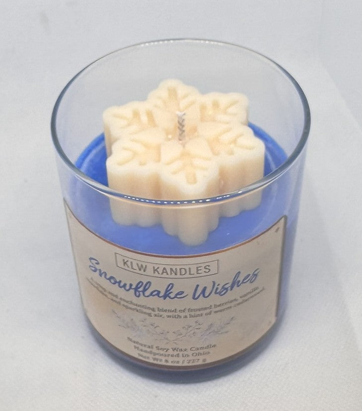 Snowflake Wishes 8 oz Glass Jar Candle