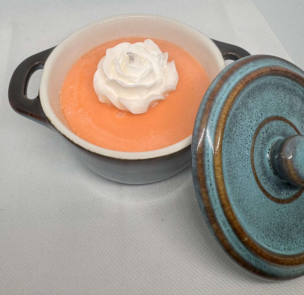 Mystic Pumpkin Soup Crock w/ Lid 5 oz Candle - Upcycled
