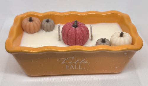 "Hello Fall" Orange Loaf Pan 10 oz Candle