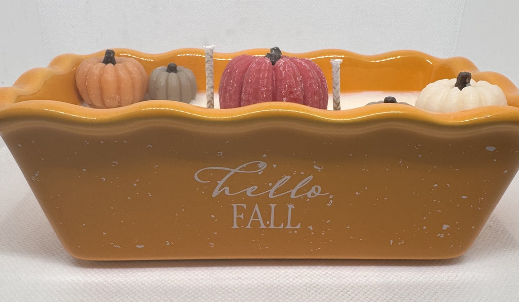 "Hello Fall" Orange Loaf Pan 10 oz Candle