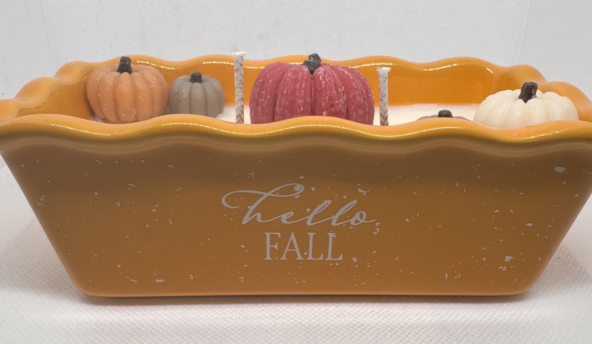 "Hello Fall" Orange Loaf Pan 10 oz Candle