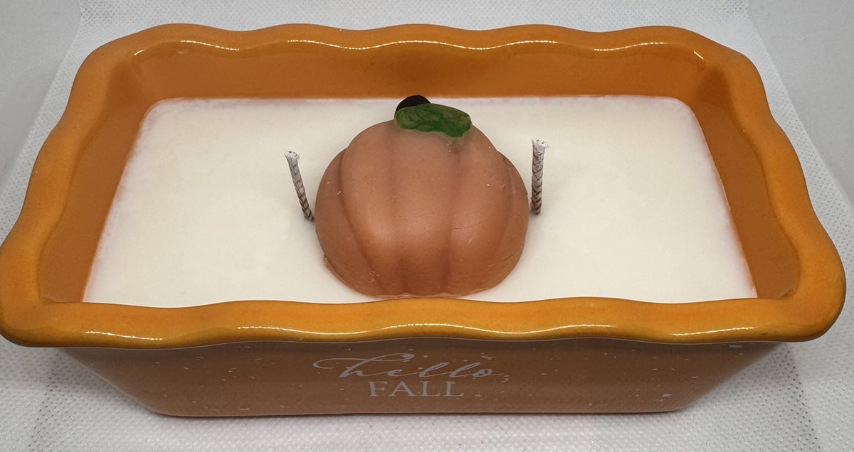 "Hello Fall" Orange Loaf Pan 10 oz Candle