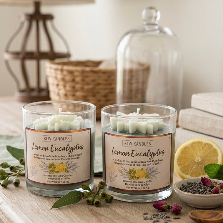 Lemon Eucalyptus 8 oz Glass Jar Candle