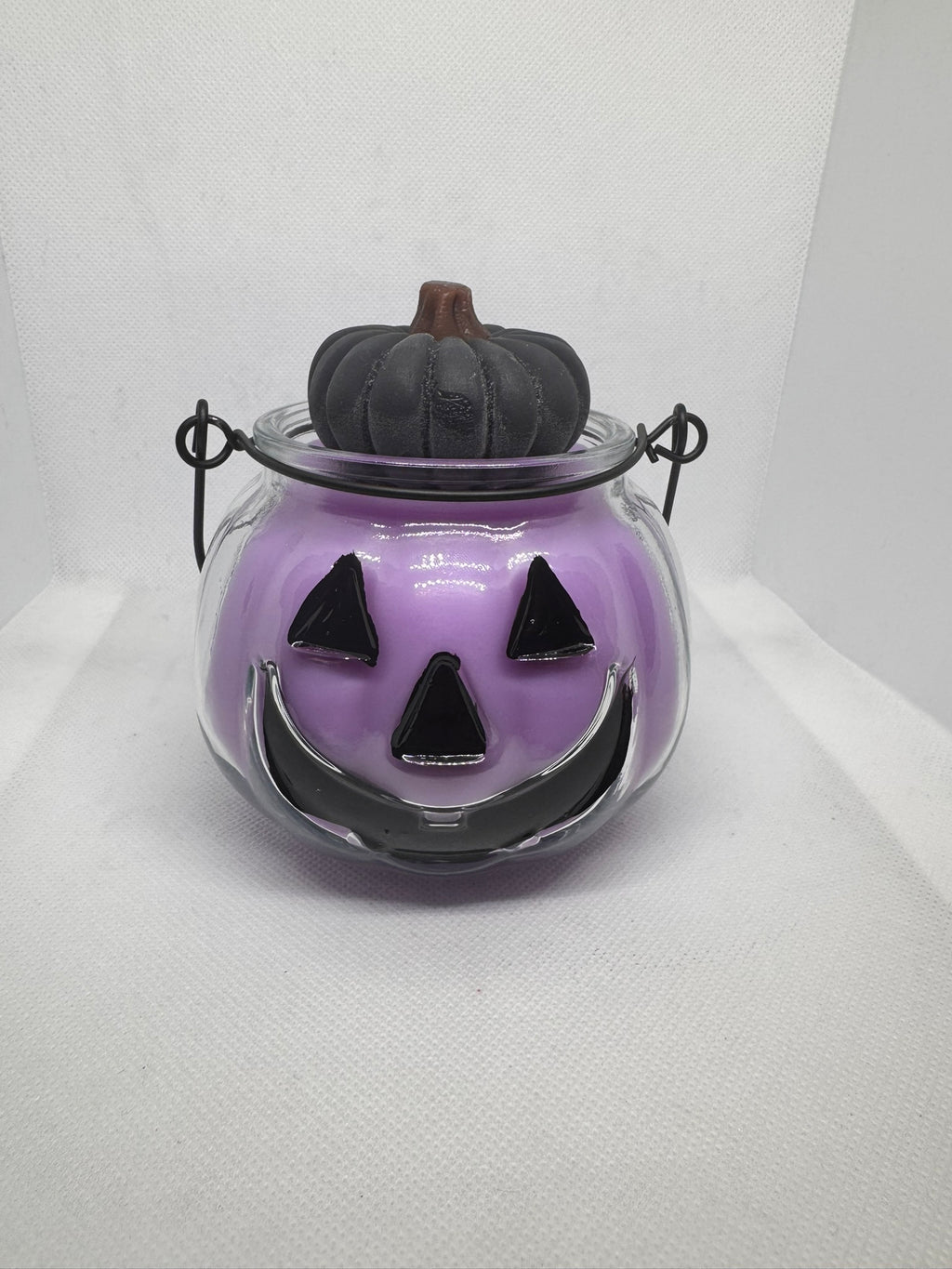 Purple Jack-O-Lantern in Witches Brew Scent Wickless Candle w/ Wax Melt Topper