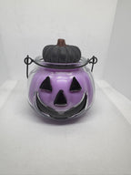 Purple Jack-O-Lantern in Witches Brew Scent Wickless Candle w/ Wax Melt Topper