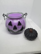 Purple Jack-O-Lantern in Witches Brew Scent Wickless Candle w/ Wax Melt Topper