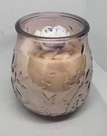 Wickless Glass Butterfly Jar w/ Flower - Lavender Sage Breeze