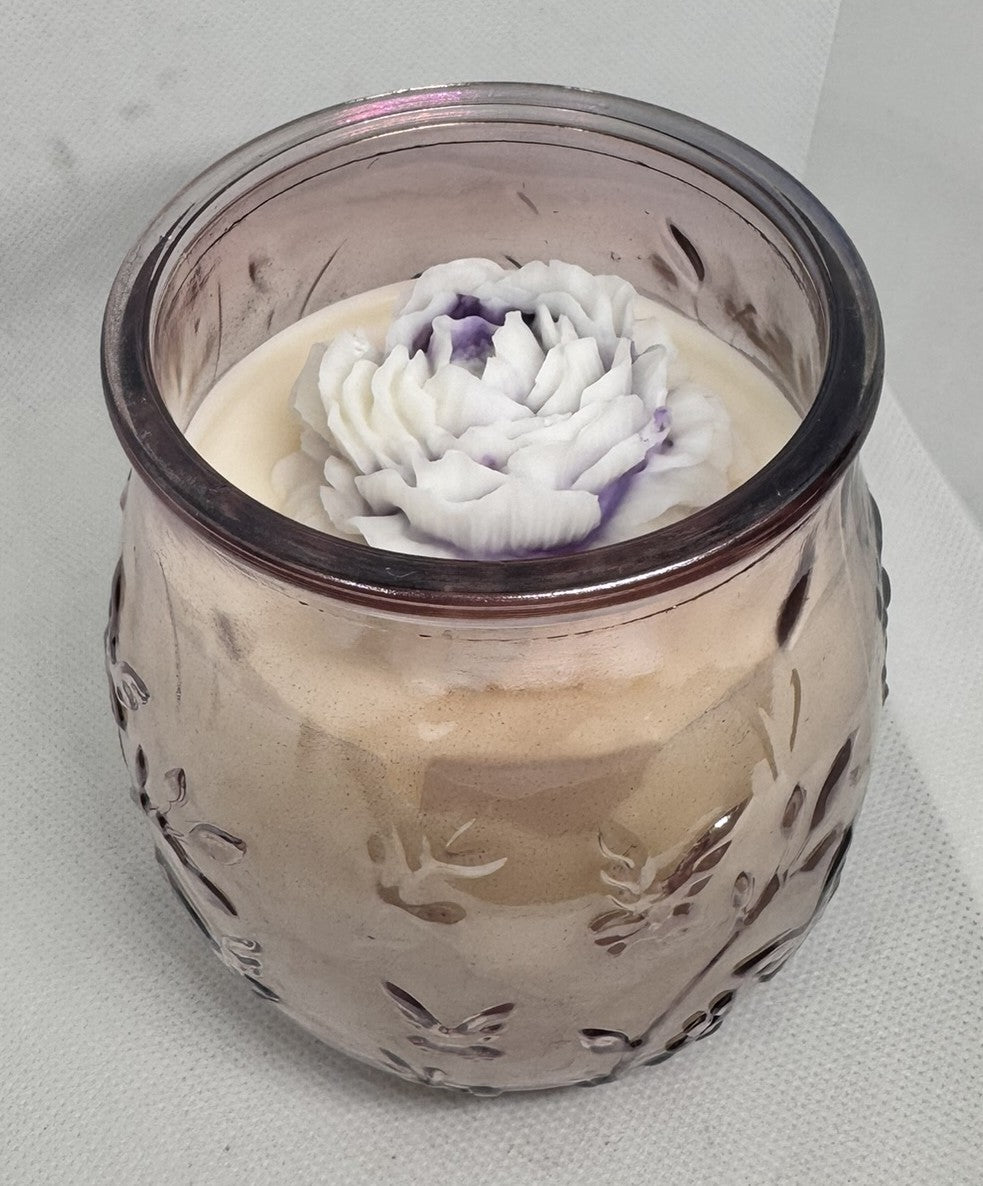 Wickless Glass Butterfly Jar w/ Flower - Lavender Sage Breeze
