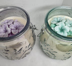 Wickless Glass Butterfly Jar w/ Flower - Stress Relief