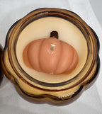 Mini Brown Glass Pumpkin Candle w/ Lid - Various Scents - 6 oz