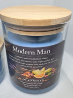 Modern Man Glass Jar Candles w/ Wood Lid - 8 oz or 4 oz