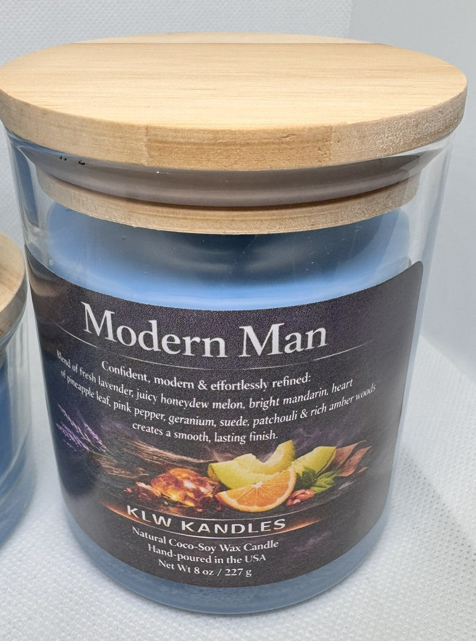Modern Man Glass Jar Candles w/ Wood Lid - 8 oz or 4 oz
