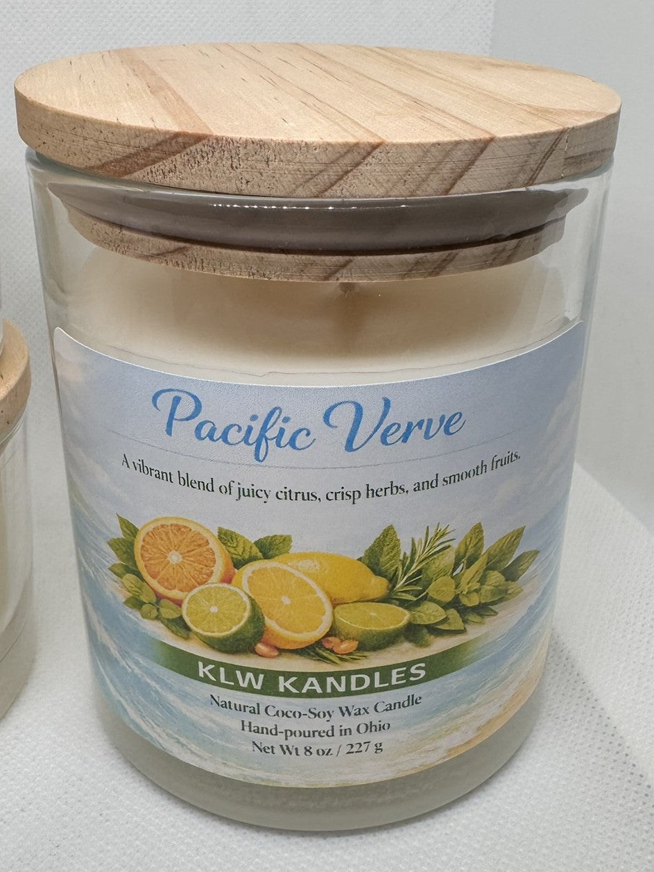 Pacific Verve Glass Jar Candles w/ Wood Lid - 8 oz or 4 oz