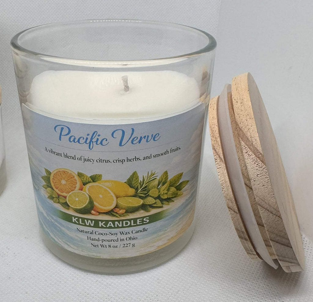 Pacific Verve Glass Jar Candles w/ Wood Lid - 8 oz or 4 oz
