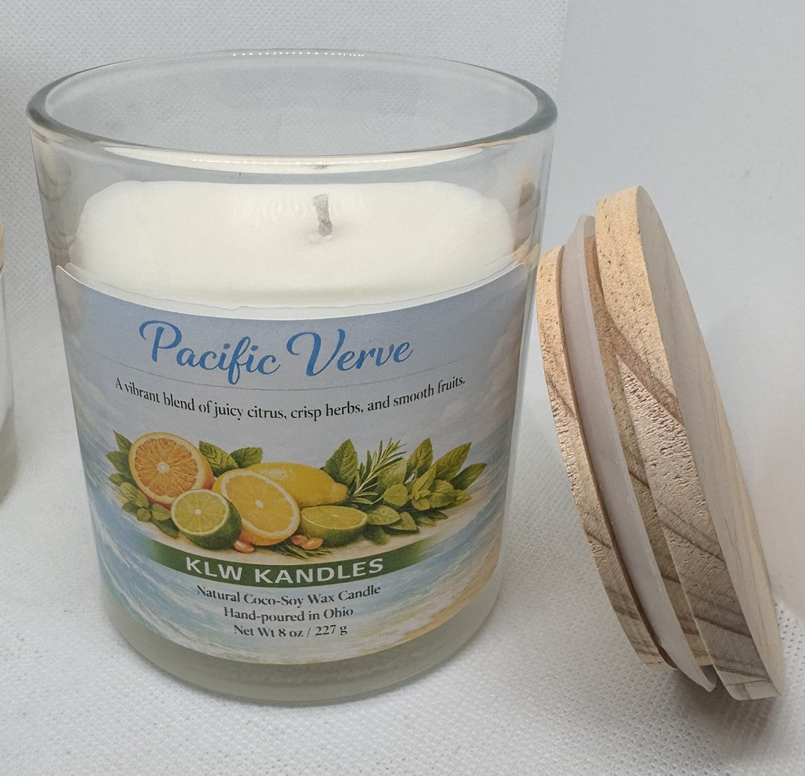 Pacific Verve Glass Jar Candles w/ Wood Lid - 8 oz or 4 oz