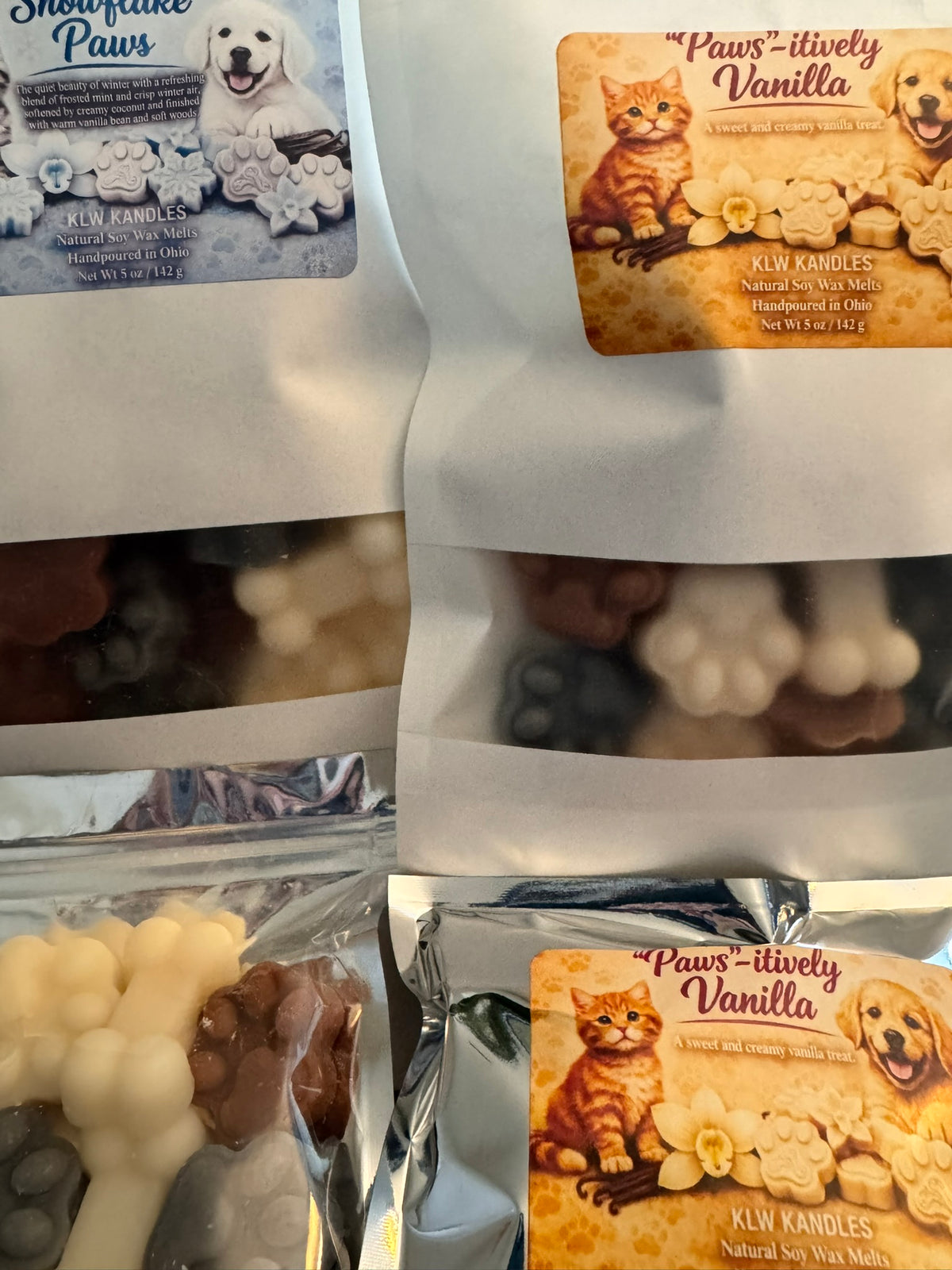 Paw Print and Bones Wax Melt Bags in Various Scents
