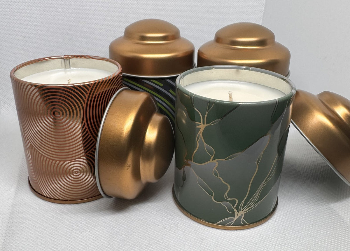 6 Oz Travel Tins in Various Colors w/ Copper Lids - Various Scents