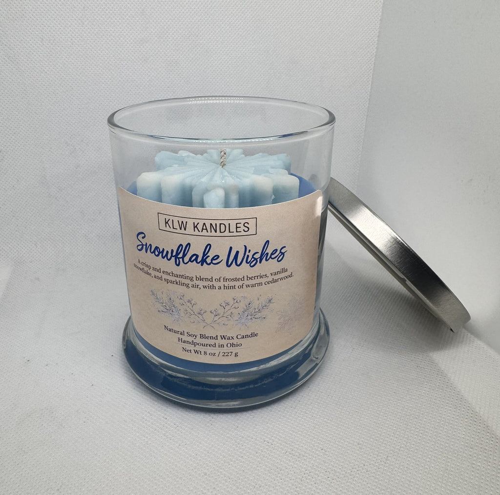 Snowflake Wishes 8 oz Glass Jar Candle w/ Snowflake