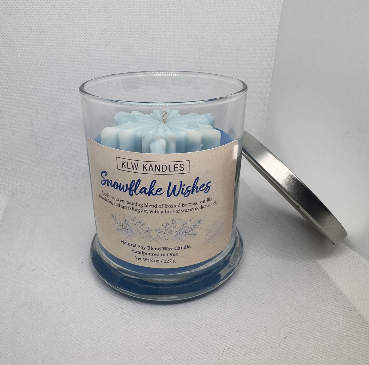 Snowflake Wishes 8 oz Glass Jar Candle w/ Snowflake