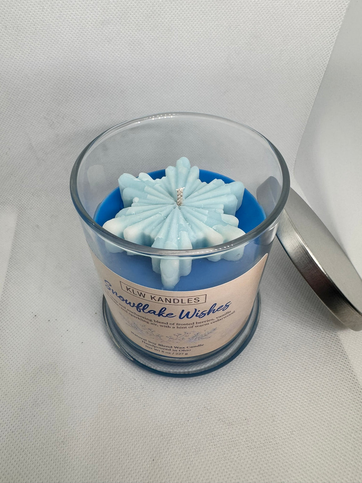 Snowflake Wishes 8 oz Glass Jar Candle w/ Snowflake
