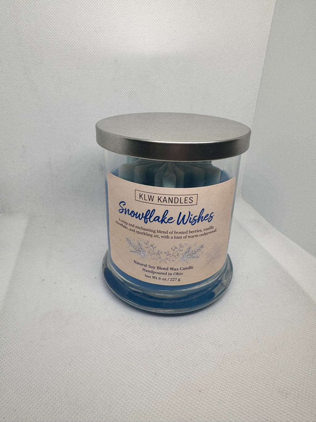 Snowflake Wishes 8 oz Glass Jar Candle w/ Snowflake