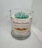 Sandalwood Sanctuary 8 oz Glass Jar Candle w/ Floral Top