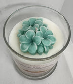 Sandalwood Sanctuary 8 oz Glass Jar Candle w/ Floral Top