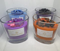 Oval Glass Jar Candles w/ Floral on Top in Various Scents - 6 oz