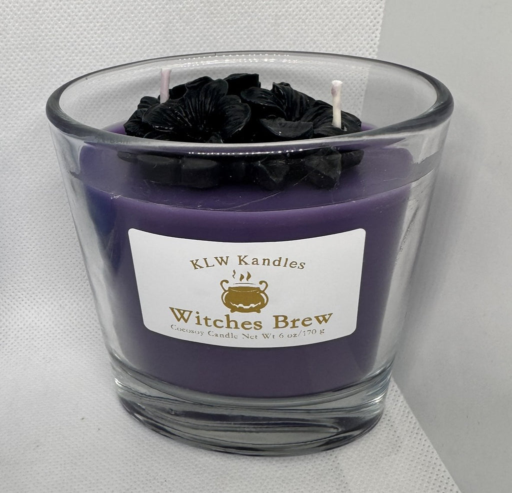 Oval Glass Jar Candles w/ Floral on Top in Various Scents - 6 oz