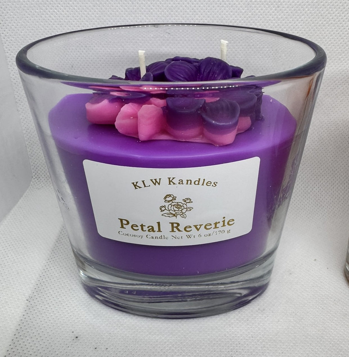 Oval Glass Jar Candles w/ Floral on Top in Various Scents - 6 oz